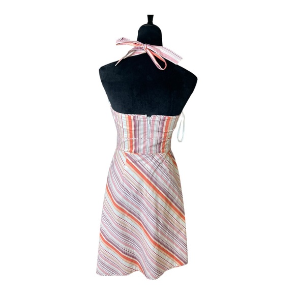 Ann Taylor Halter Colorful Striped Dress Size 2 - Picture 3 of 8
